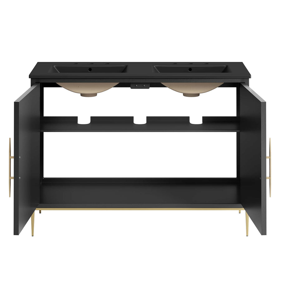 Briar 48" Double Sink Bathroom Vanity in Black Black