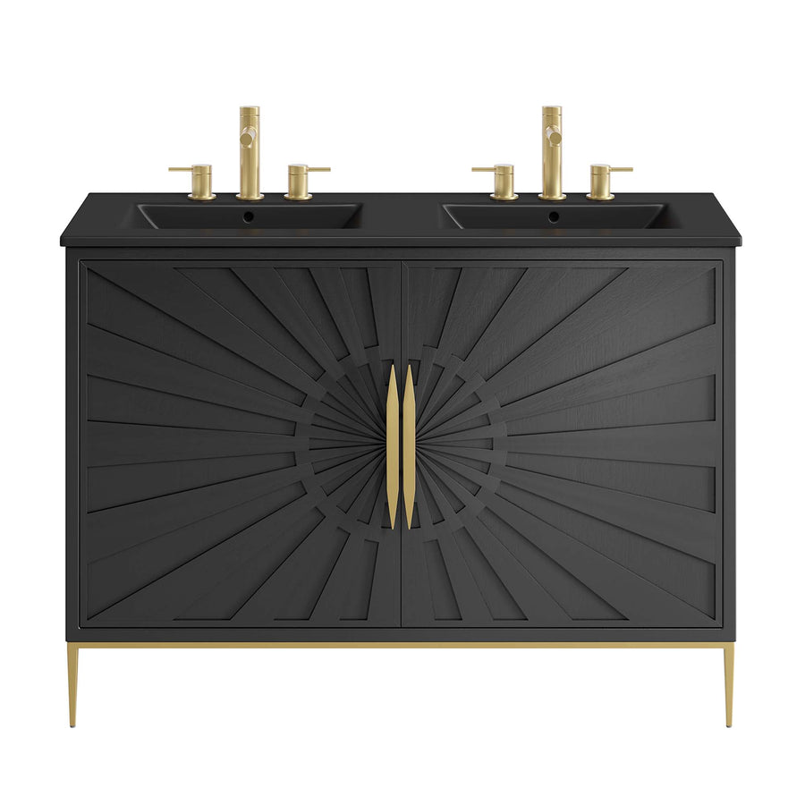 Briar 48" Double Sink Bathroom Vanity in Black Black