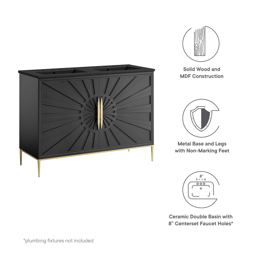 Briar 48" Double Sink Bathroom Vanity in Black Black