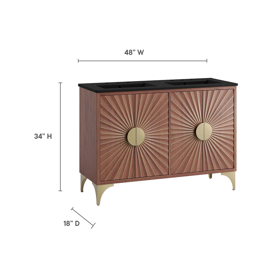 Ridge 48" Double Sink Bathroom Vanity in Black Walnut