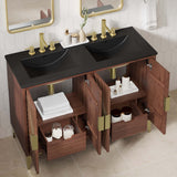 Ridge 48" Double Sink Bathroom Vanity in Black Walnut