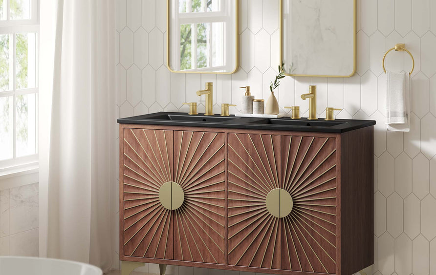 Ridge 48" Double Sink Bathroom Vanity in Black Walnut