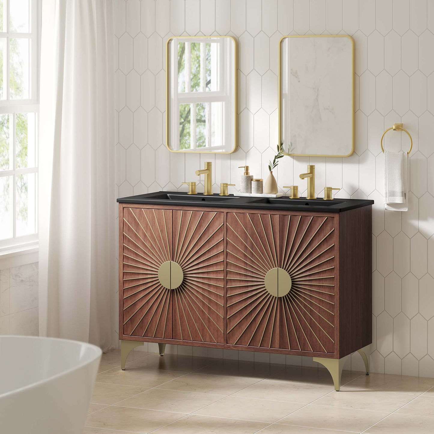 Daylight 48" Double Sink Bathroom Vanity by Furniture For America