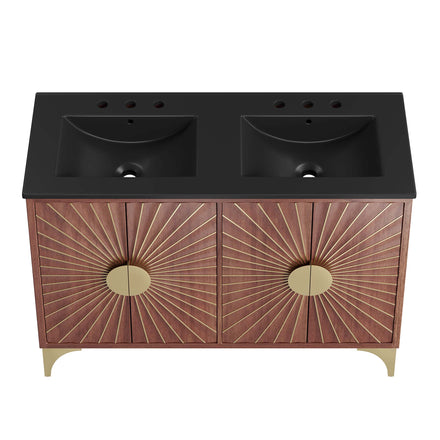 Daylight 48" Double Sink Bathroom Vanity in Black Walnut