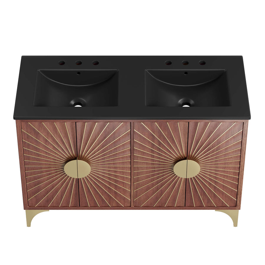 Ridge 48" Double Sink Bathroom Vanity in Black Walnut