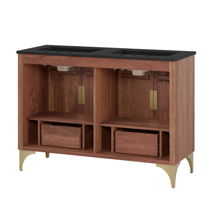 Ridge 48" Double Sink Bathroom Vanity in Black Walnut
