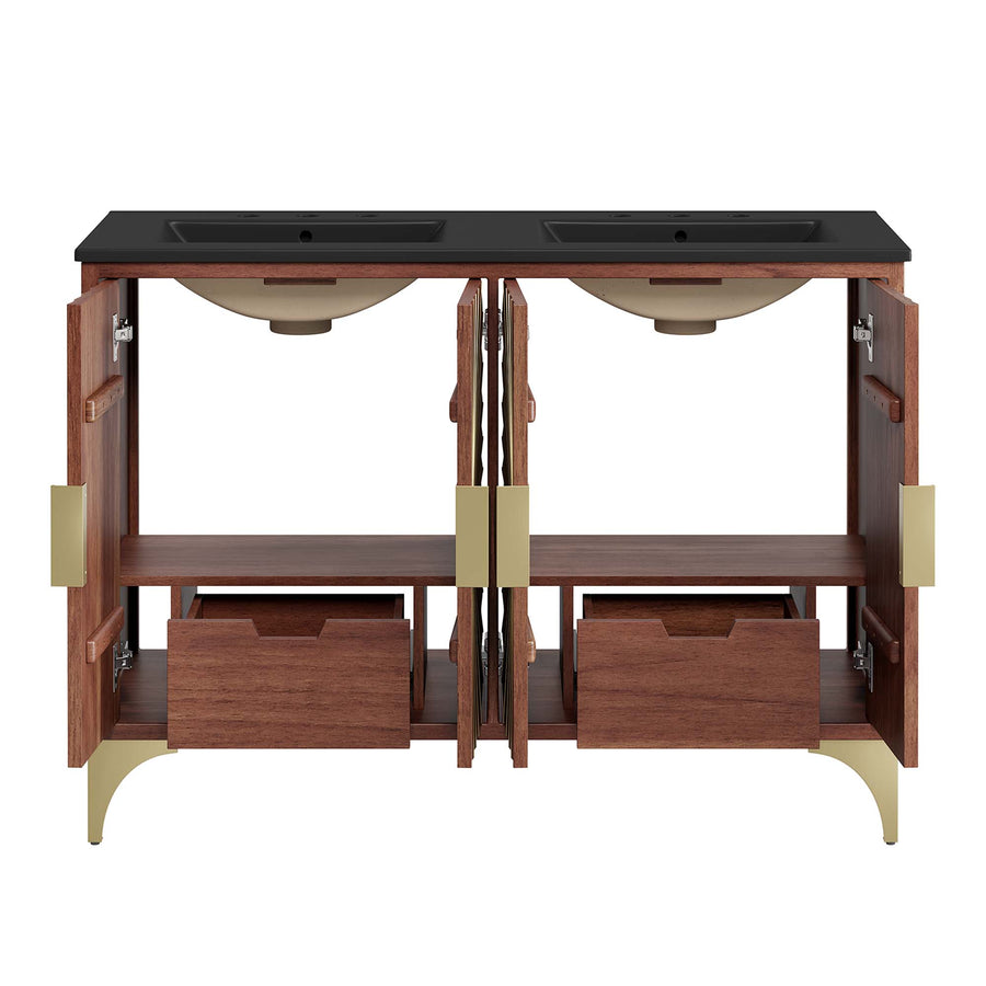 Ridge 48" Double Sink Bathroom Vanity in Black Walnut
