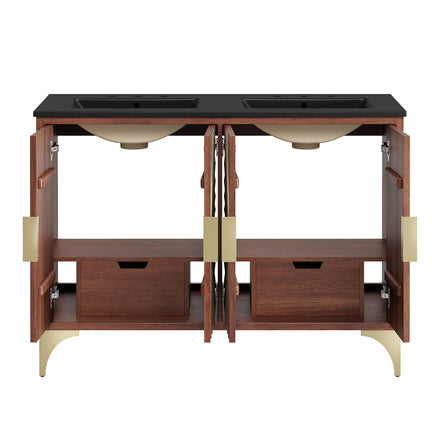 Daylight 48" Double Sink Bathroom Vanity in Black Walnut