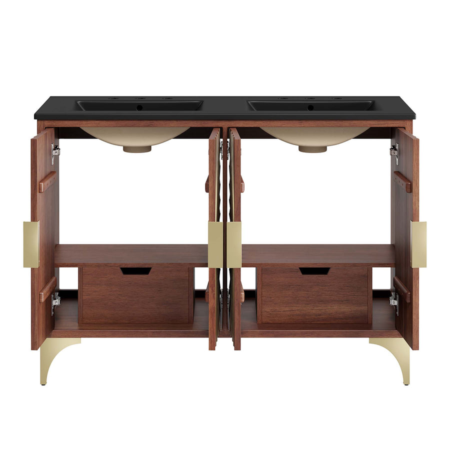 Ridge 48" Double Sink Bathroom Vanity in Black Walnut