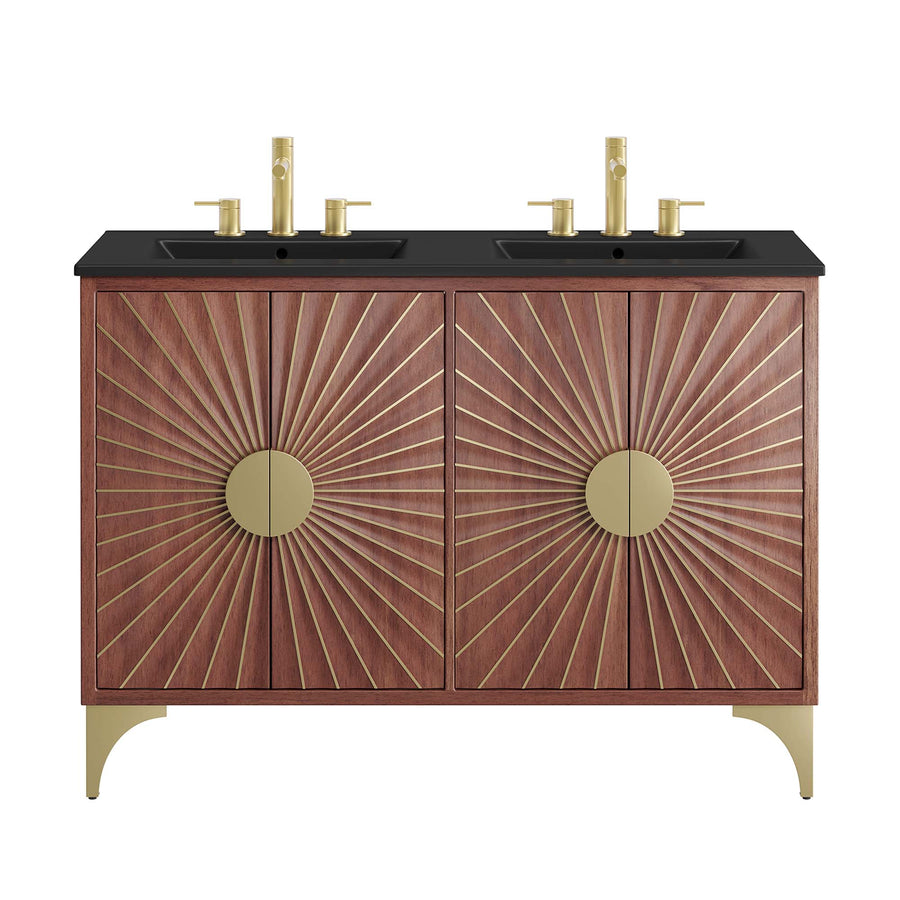 Ridge 48" Double Sink Bathroom Vanity in Black Walnut
