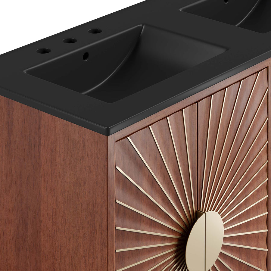 Ridge 48" Double Sink Bathroom Vanity in Black Walnut