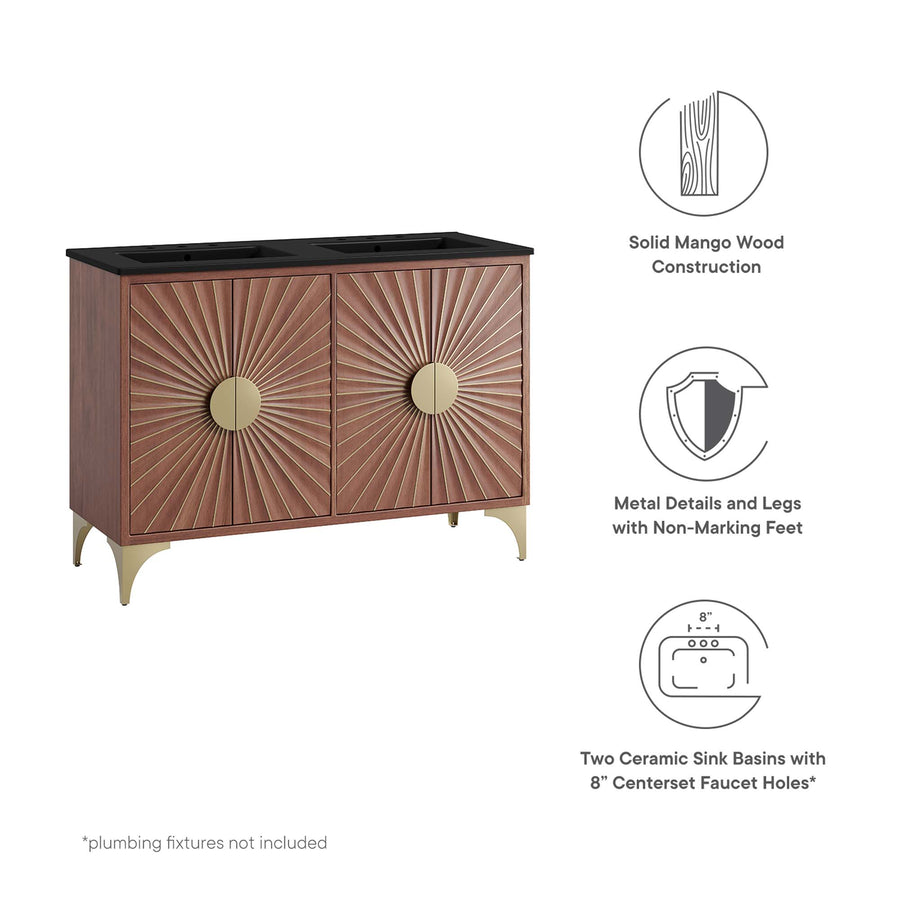 Ridge 48" Double Sink Bathroom Vanity in Black Walnut