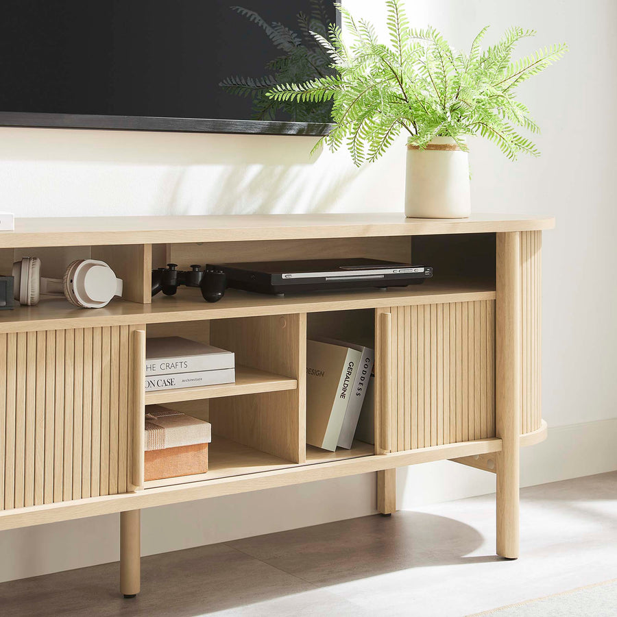 Marlon 71" Curved TV Stand in Oak