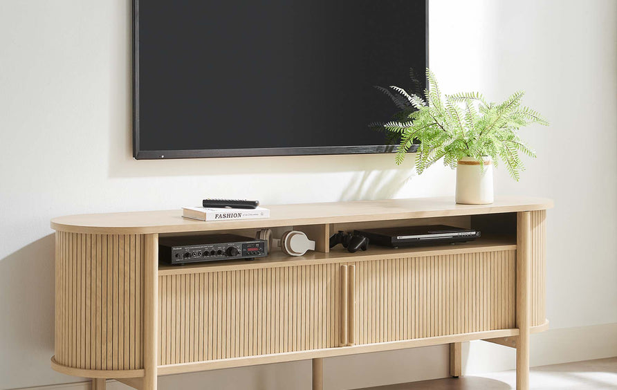 Marlon 71" Curved TV Stand in Oak