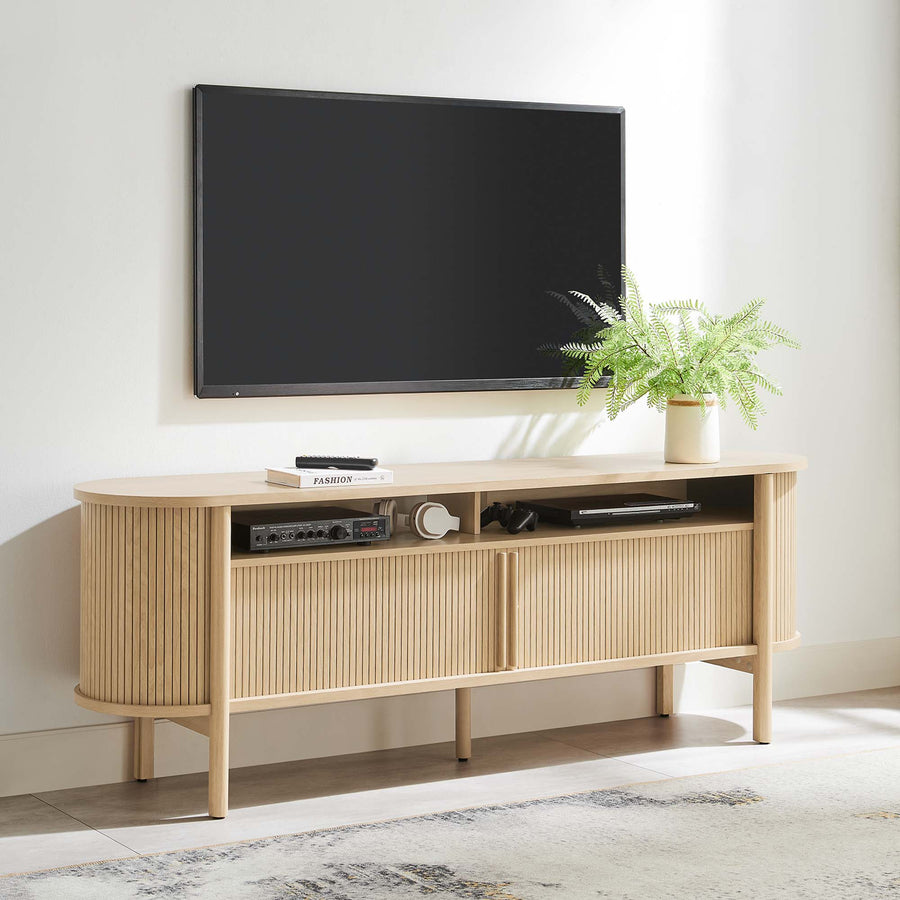 Marlon 71" Curved TV Stand in Oak