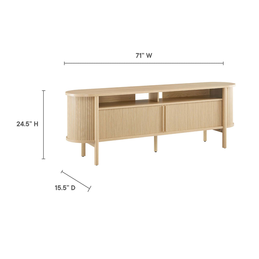 Marlon 71" Curved TV Stand in Oak