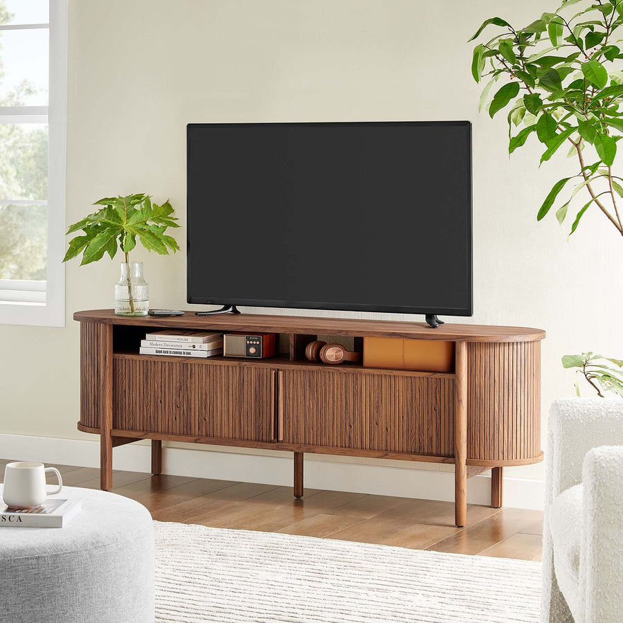 Marlon 71" Curved TV Stand in Walnut