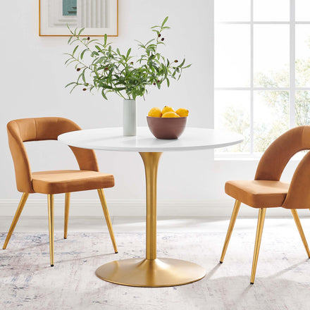 Pursuit 40" Dining Table in White Gold