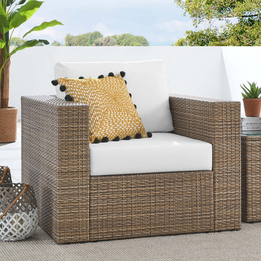 Sienna Outdoor Patio Armchair in Cappuccino White