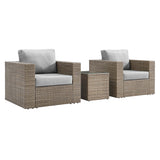 Sienna 3-Piece Outdoor Patio Furniture Set in Cappuccino Gray