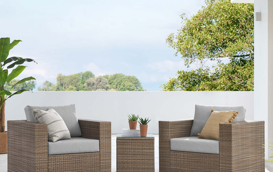 Sienna 3-Piece Outdoor Patio Furniture Set in Cappuccino Gray