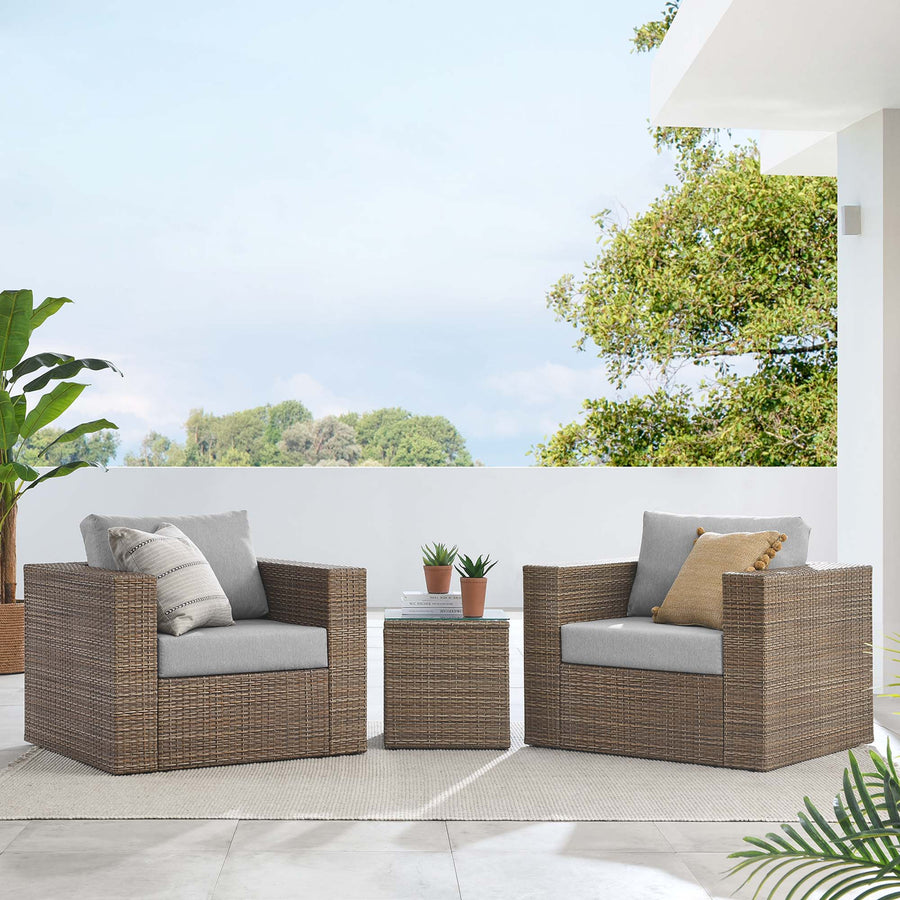 Sienna 3-Piece Outdoor Patio Furniture Set in Cappuccino Gray