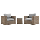 Sienna 3-Piece Outdoor Patio Furniture Set in Cappuccino Gray