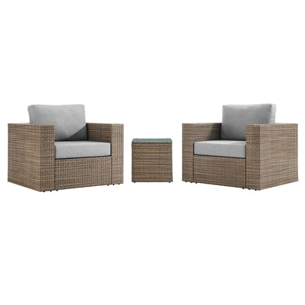 Convene 3-Piece Outdoor Patio Furniture Set in Cappuccino Gray