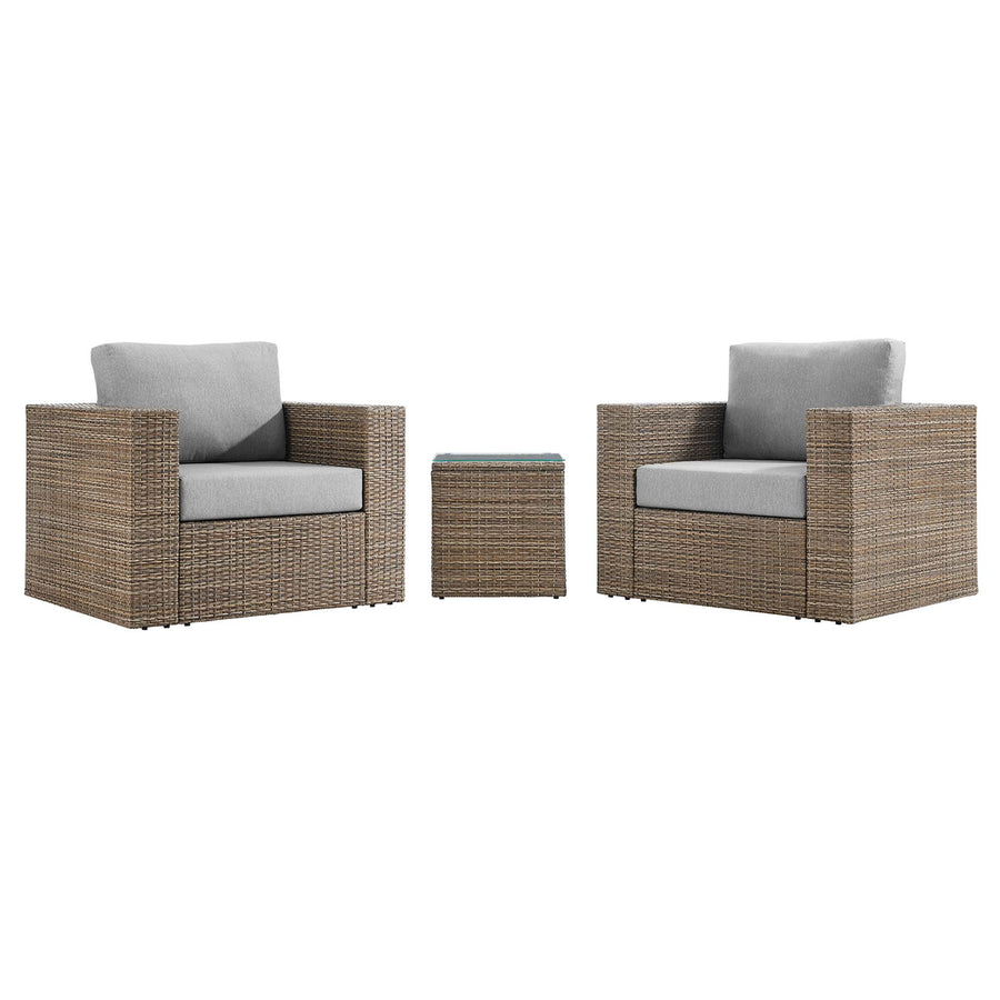 Sienna 3-Piece Outdoor Patio Furniture Set in Cappuccino Gray