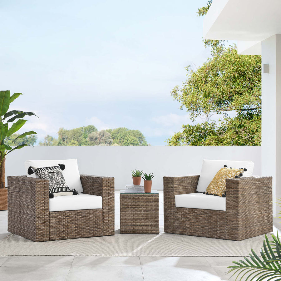 Sienna 3-Piece Outdoor Patio Furniture Set in Cappuccino White