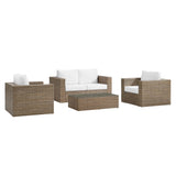 Sienna 4-Piece Outdoor Patio Furniture Set in Cappuccino White