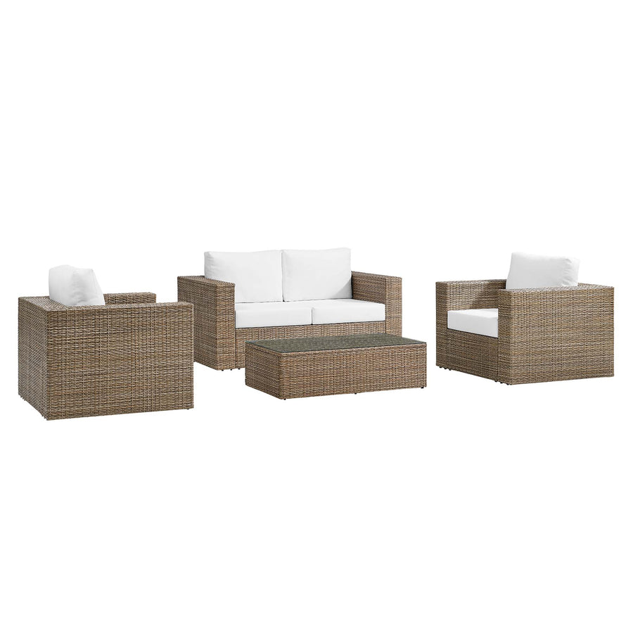 Sienna 4-Piece Outdoor Patio Furniture Set in Cappuccino White