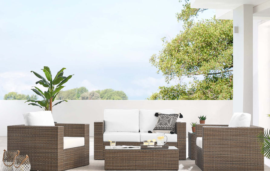 Sienna 4-Piece Outdoor Patio Furniture Set in Cappuccino White