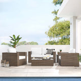 Sienna 4-Piece Outdoor Patio Furniture Set in Cappuccino White