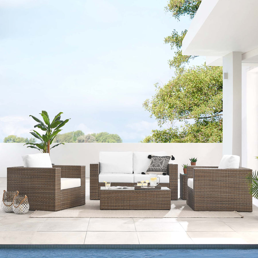 Sienna 4-Piece Outdoor Patio Furniture Set in Cappuccino White
