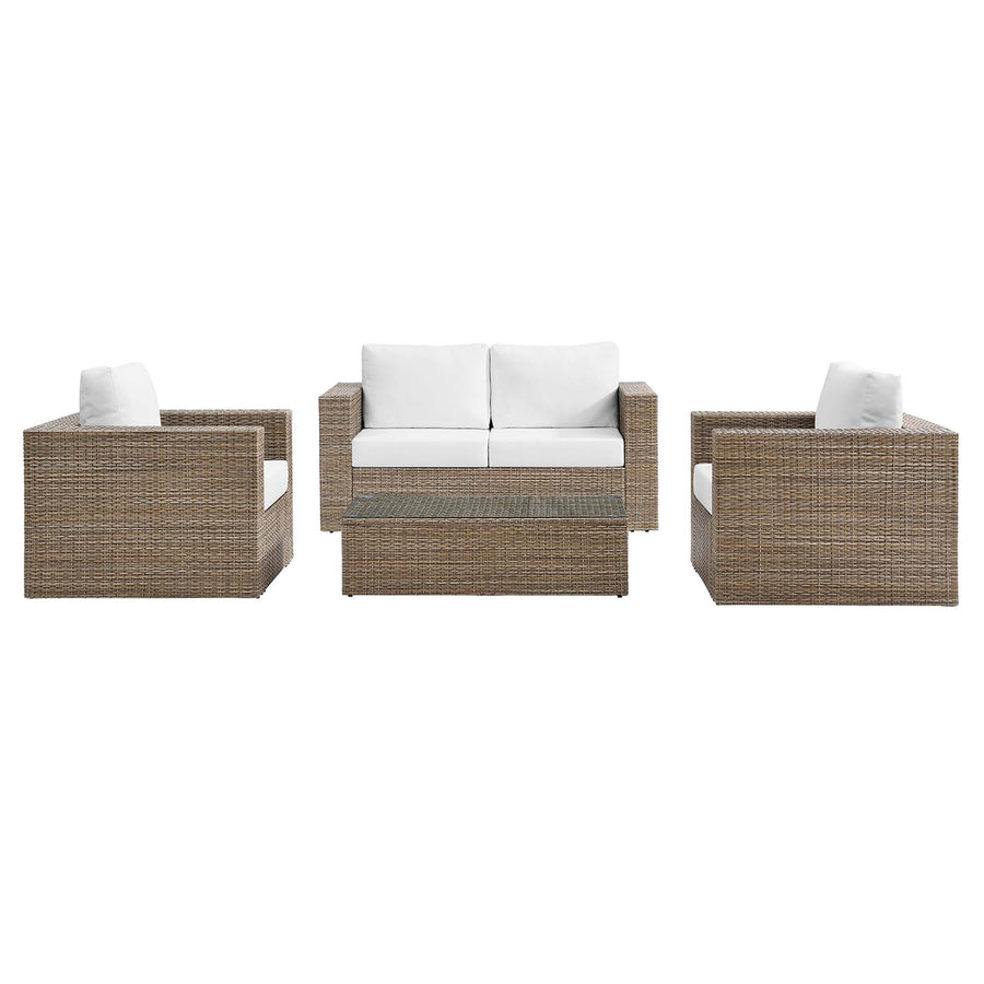 Sienna 4-Piece Outdoor Patio Furniture Set in Cappuccino White
