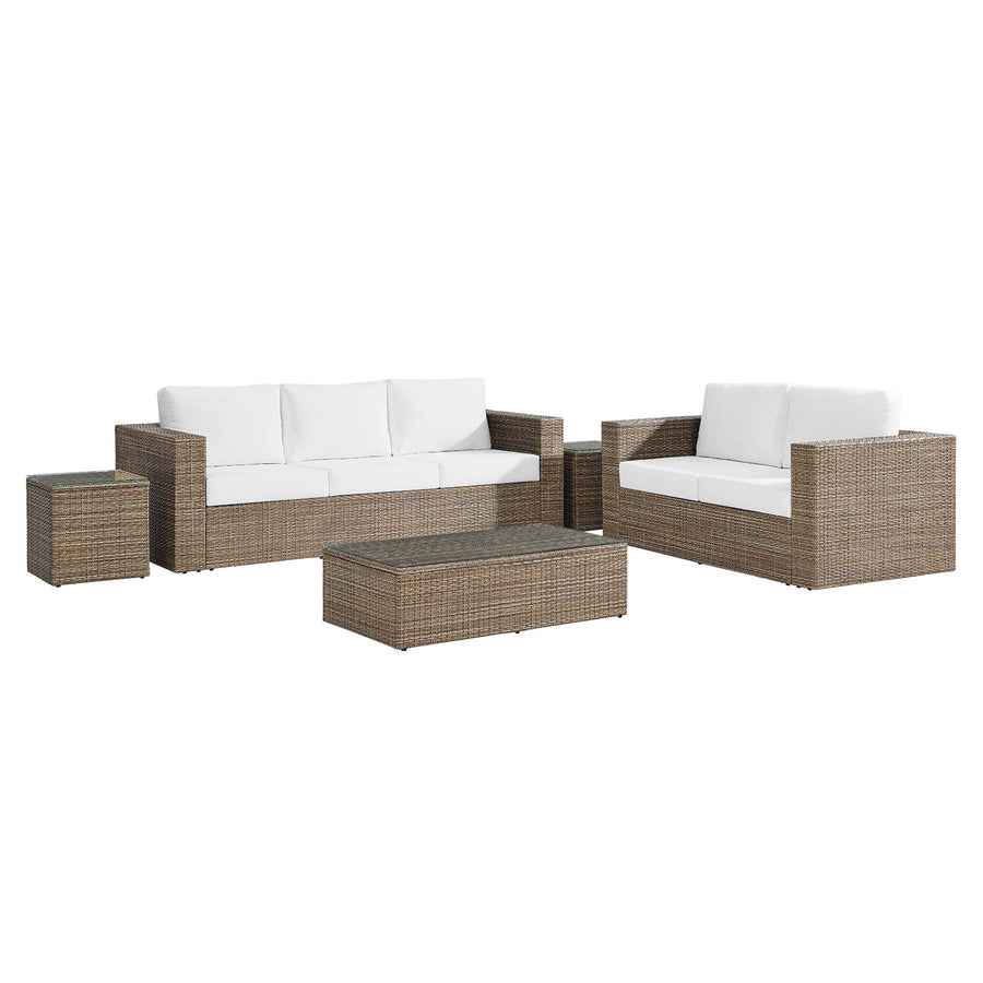 Sienna 5-Piece Outdoor Patio Furniture Set in Cappuccino White