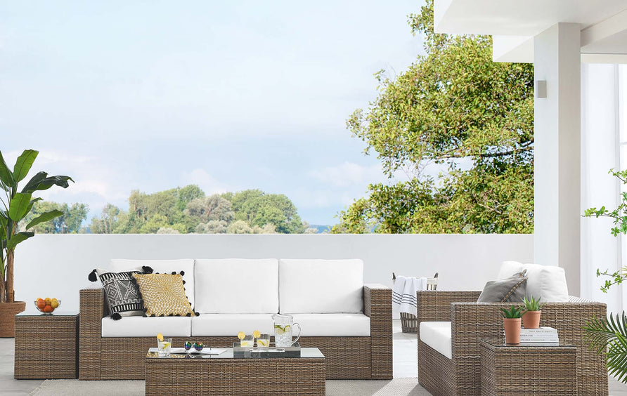 Sienna 5-Piece Outdoor Patio Furniture Set in Cappuccino White