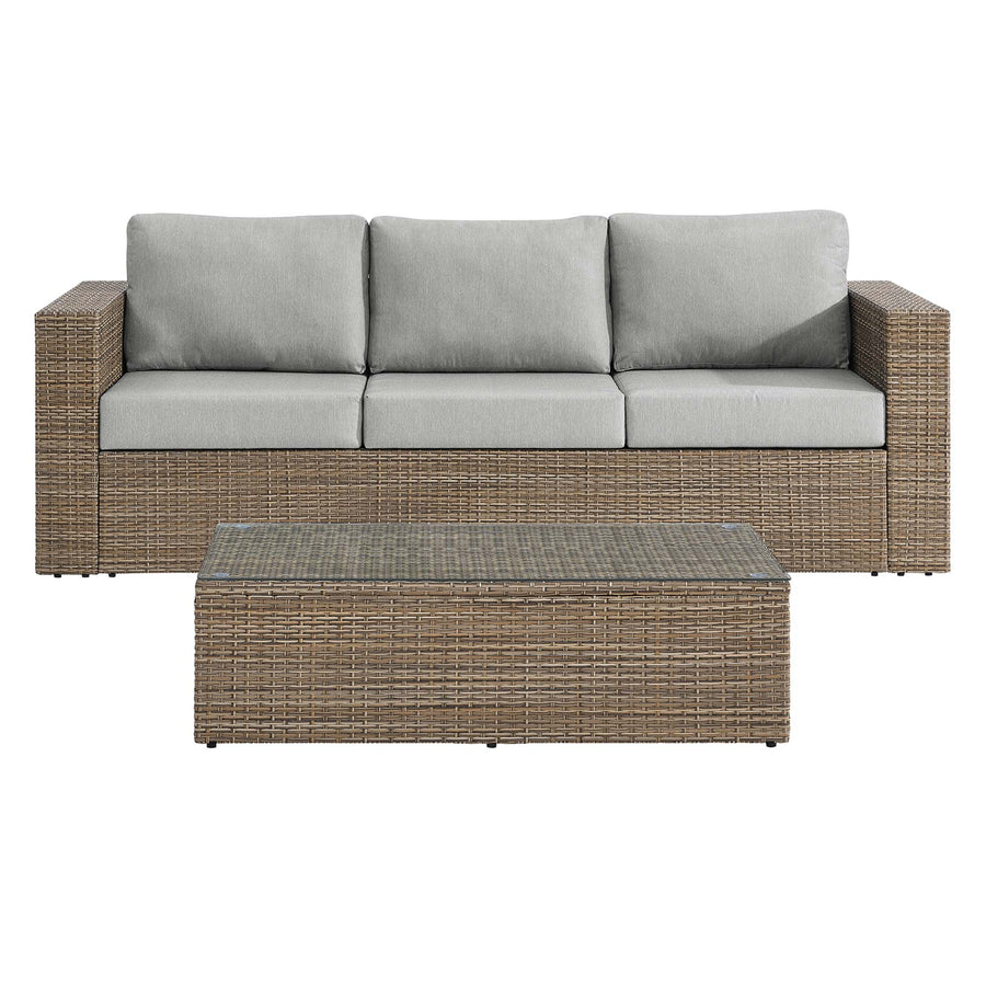 Sienna 2-Piece Outdoor Patio Furniture Set in Cappuccino Gray