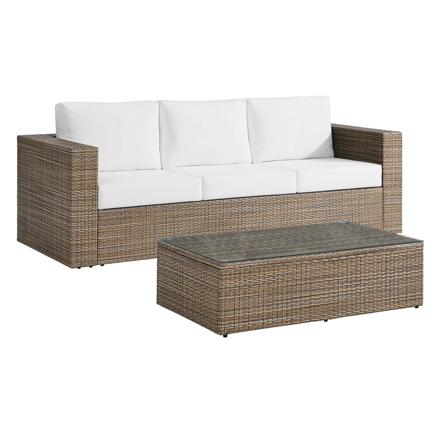 Sienna 2-Piece Outdoor Patio Furniture Set in Cappuccino White