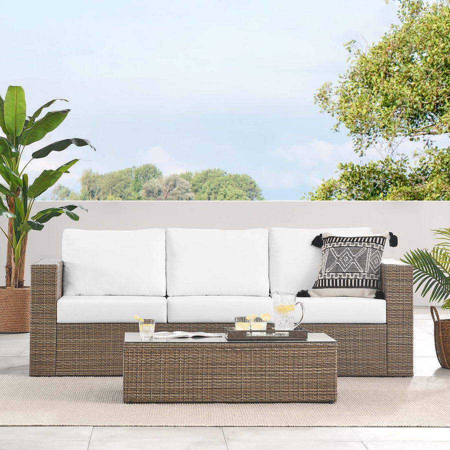 Sienna 2-Piece Outdoor Patio Furniture Set in Cappuccino White