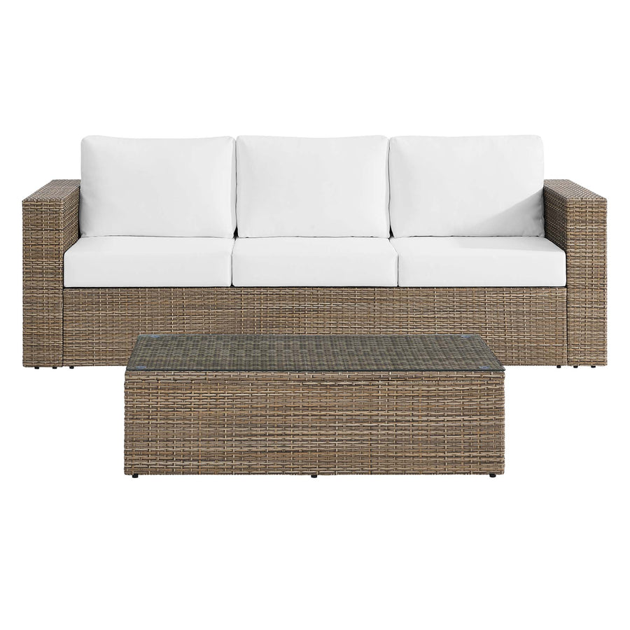 Sienna 2-Piece Outdoor Patio Furniture Set in Cappuccino White