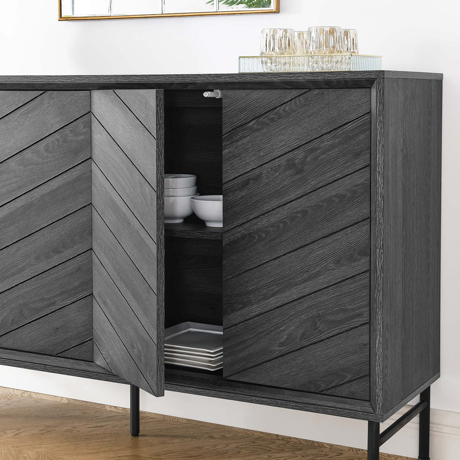 Foxglove Chevron Sideboard in Black
