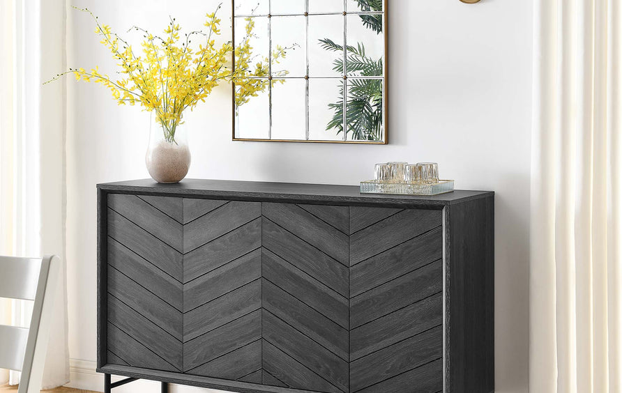 Foxglove Chevron Sideboard in Black