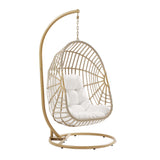 Notus Wicker Rattan Outdoor Patio Rattan Swing Chair in Natural White