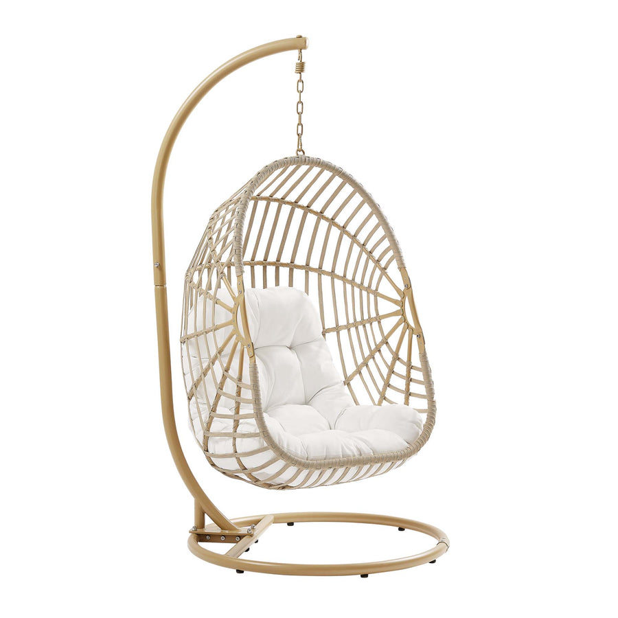 Notus Wicker Rattan Outdoor Patio Rattan Swing Chair in Natural White