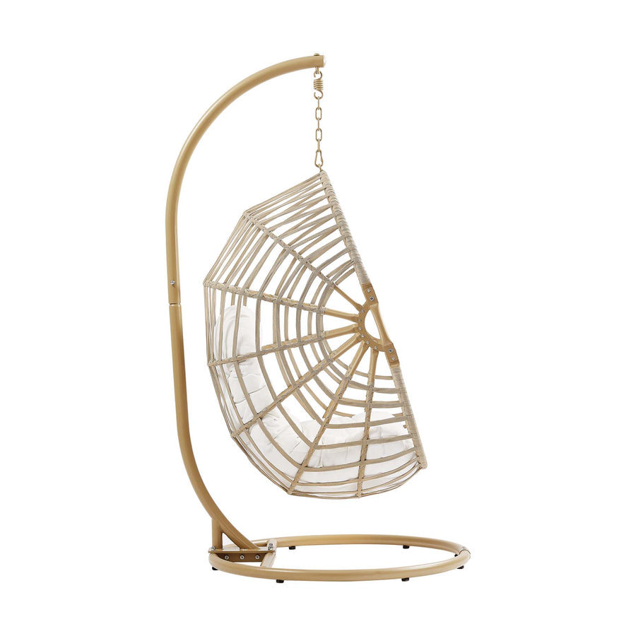 Notus Wicker Rattan Outdoor Patio Rattan Swing Chair in Natural White