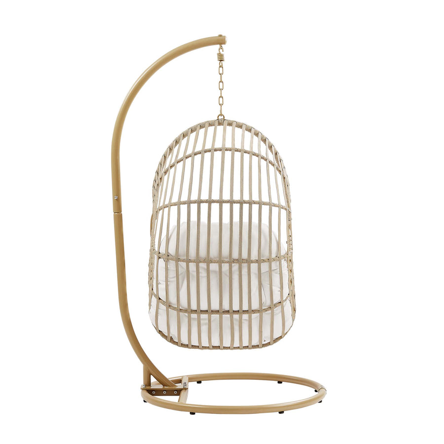 Notus Wicker Rattan Outdoor Patio Rattan Swing Chair in Natural White