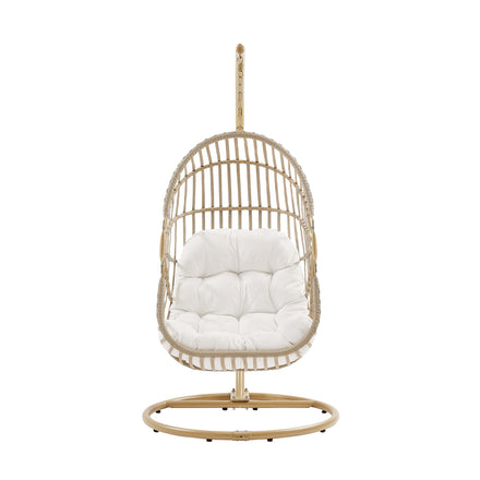 Amalie Wicker Rattan Outdoor Patio Rattan Swing Chair in Natural White