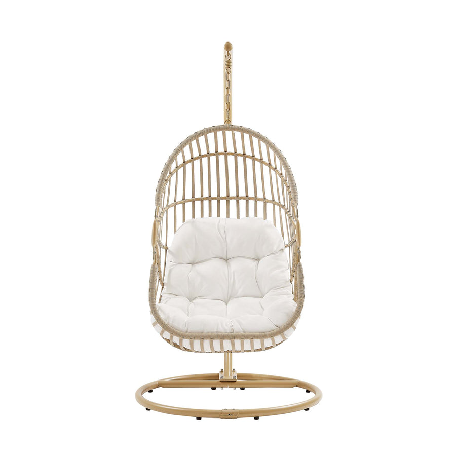 Notus Wicker Rattan Outdoor Patio Rattan Swing Chair in Natural White